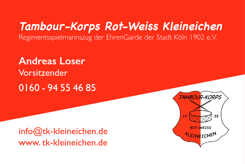 Visitenkarte des Tambour-Korps Rot-Weiss Kleineichen